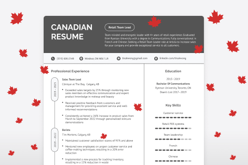 resume format for canada visa